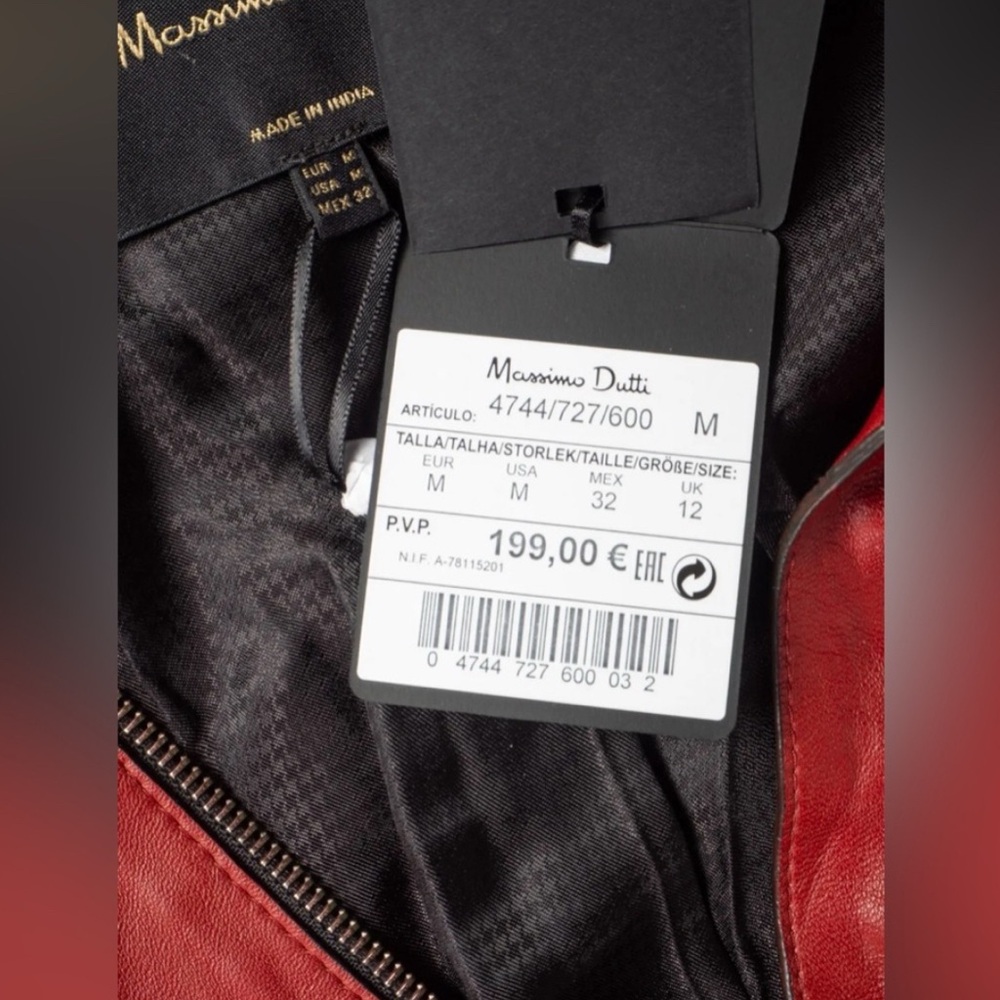 MASSIMO DUTTI 4744 Jacket Women's MEDIUM Leather Asymmetrical Zip Polo Collar - Picture 5 of 12